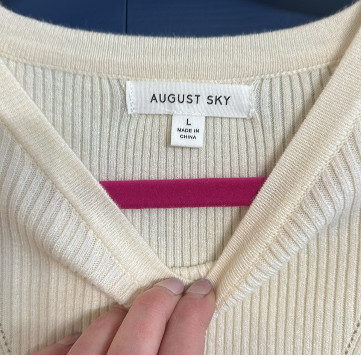 August Sky Cream Ribbed Sweater